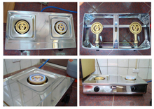 Two stainless steel gas stove / single tube copper stove head (no safety)